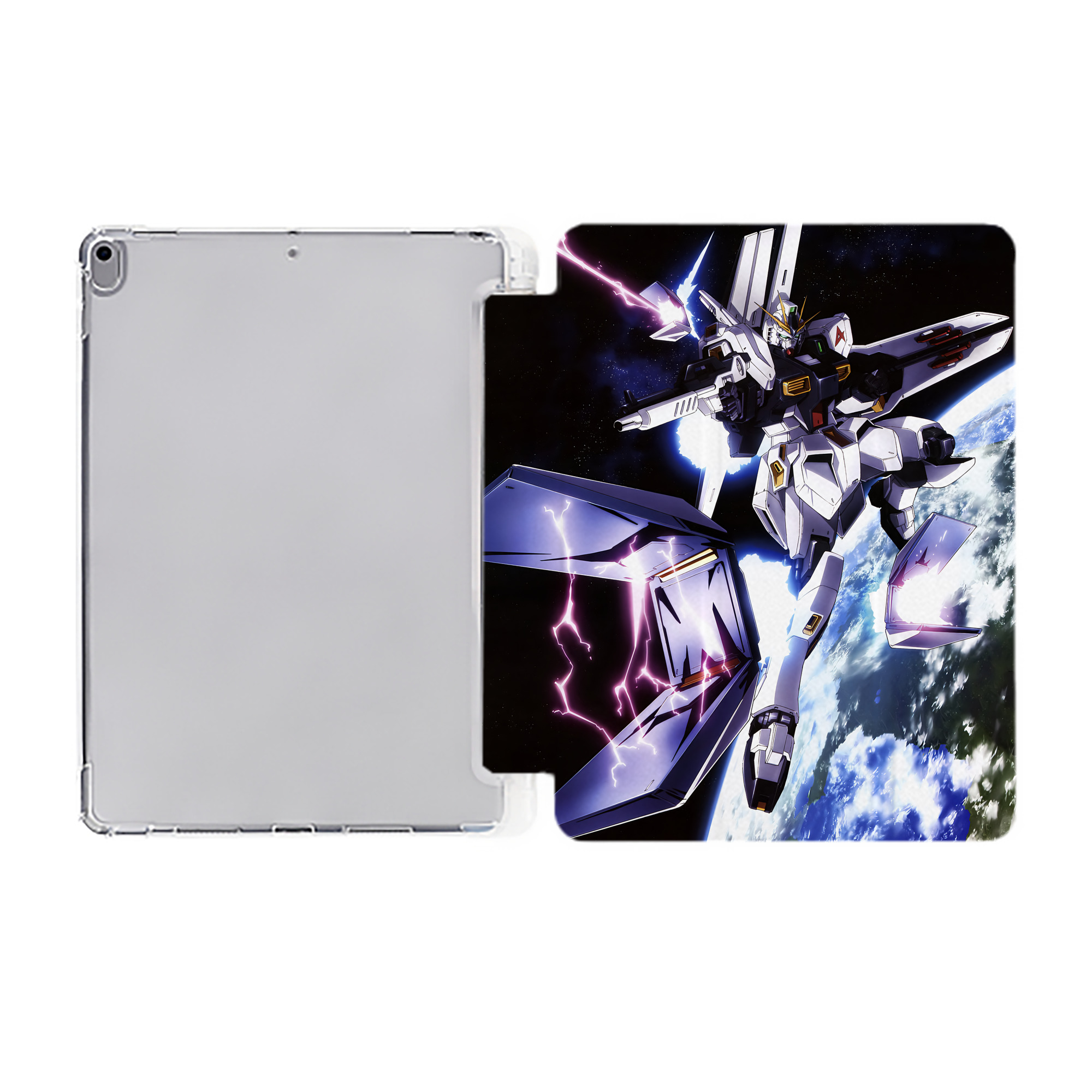 （画像用） 機動戦士ガンダム Mobile Suit Gundam IPad ケース ペン収納付き 三つ折りスタンド PUレザー×シリコン 対応機種9.5/10.5/10.9インチ